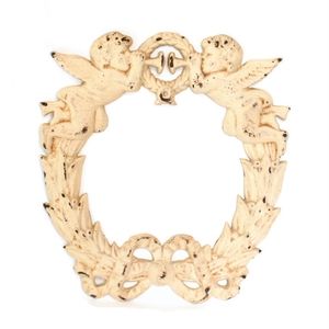 Rustic Cast Iron Cherub Wreath Decoration
